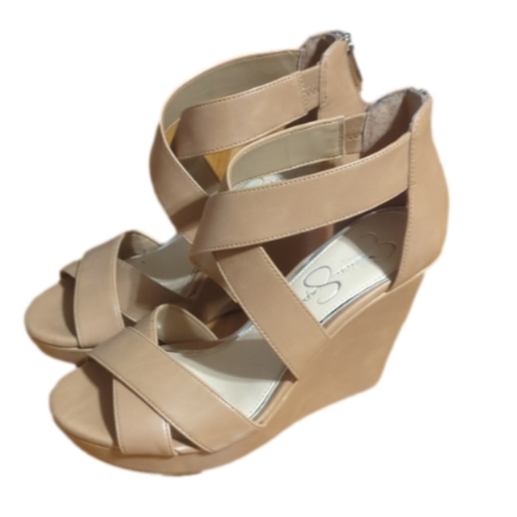 Jessica Simpson Shoes - Jessica Simpson Sandal strappy wedge tan zip